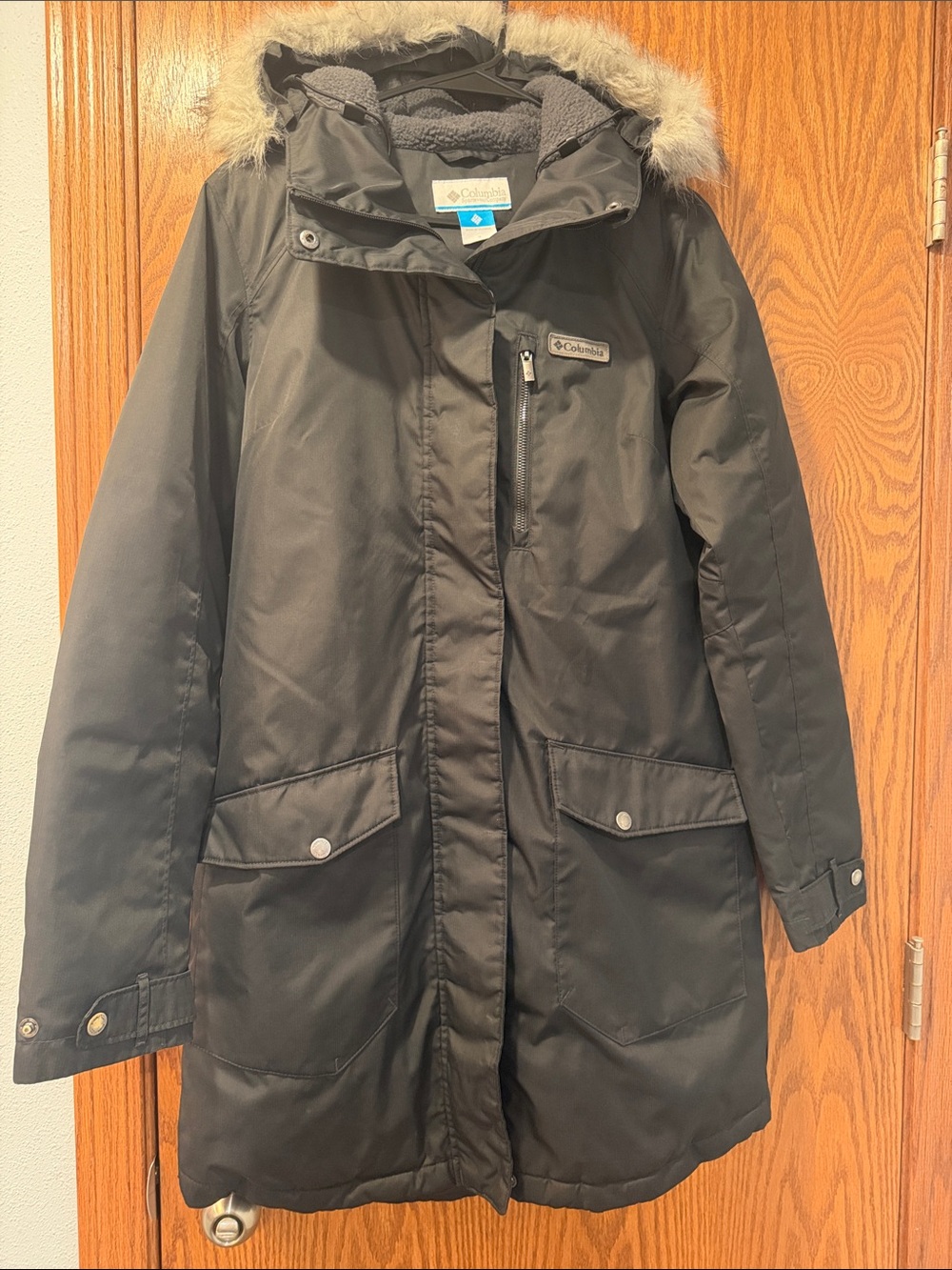 Columbia Women's Black Hooded Faux Fur Trim Parka